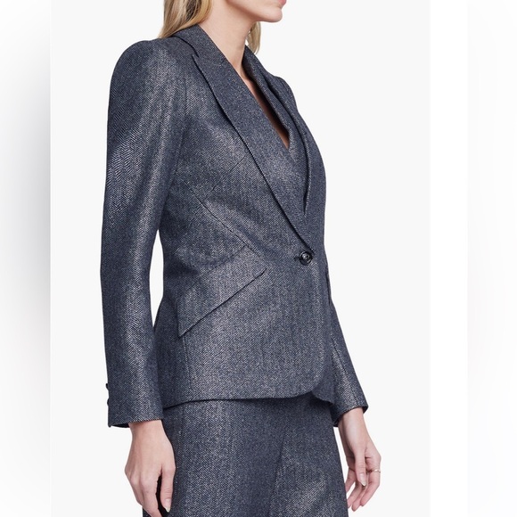 L'AGENCE Chamberlain Wool Blend Herringbone Blazer grey gray Women’s size‎ 8 NWT - Picture 3 of 6